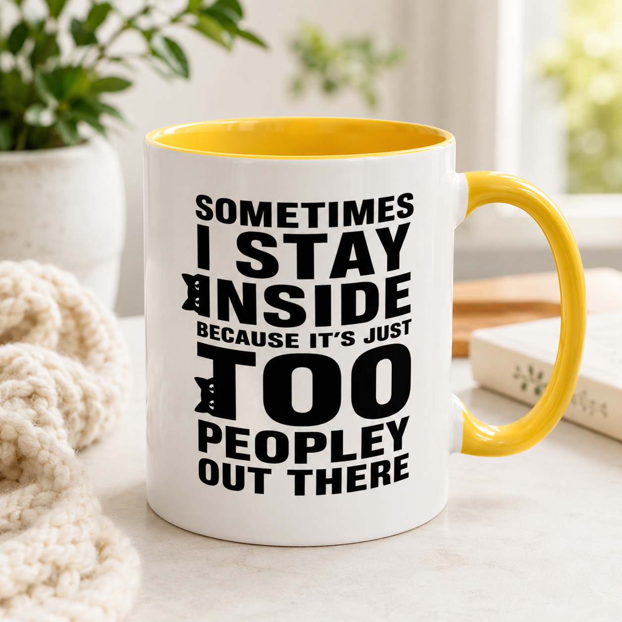 Sometimes I Stay Inside Mug, Funny Introvert Cat Mug