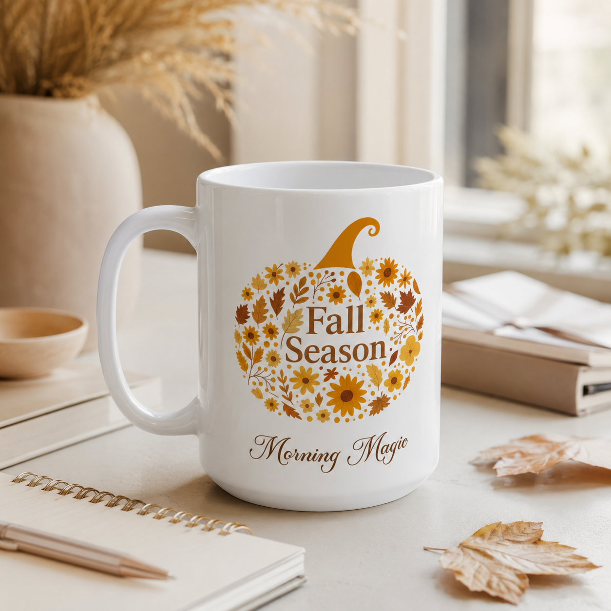 Fall Season Pumpkin Mug, Morning Magic Coffee Cup