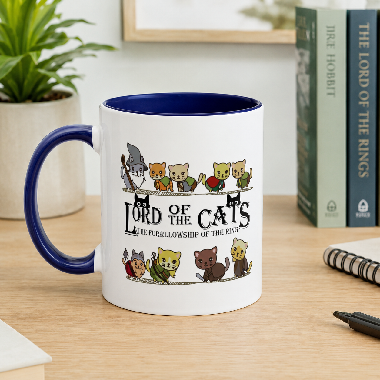 Fantasy Cat Fellowship Mug, Medieval Cats Coffee Cup