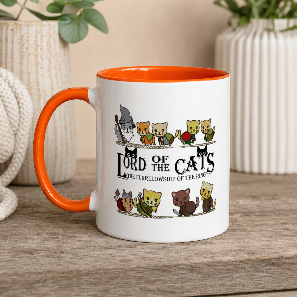 Fantasy Cat Fellowship Mug, Medieval Cats Coffee Cup