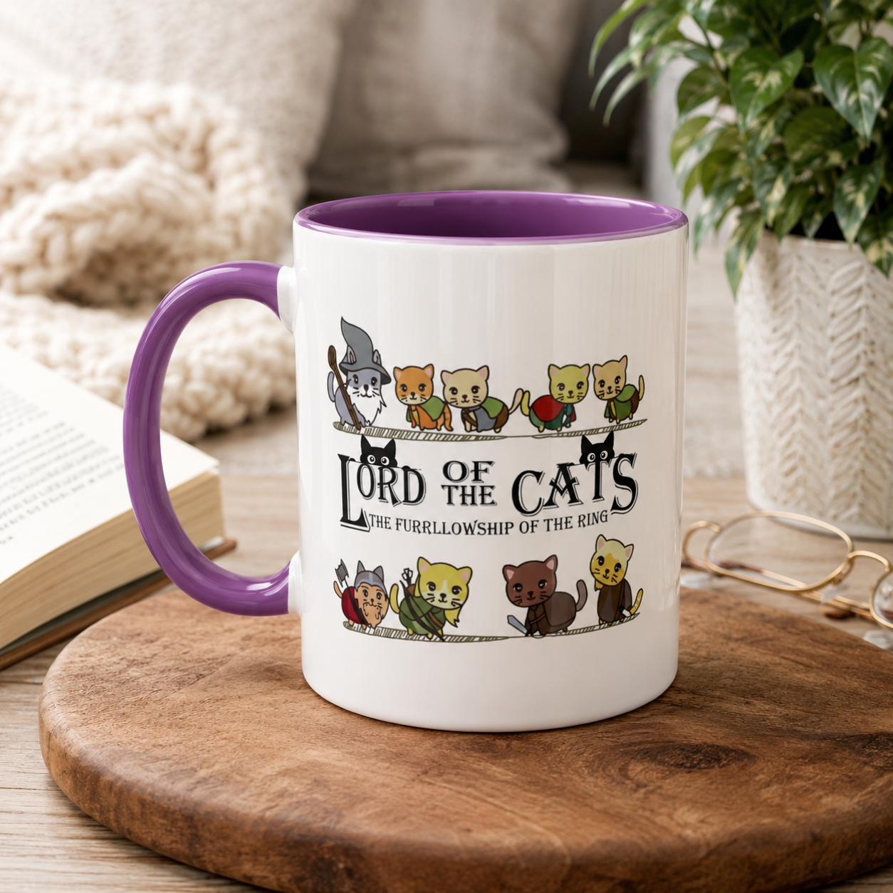 Fantasy Cat Fellowship Mug, Medieval Cats Coffee Cup