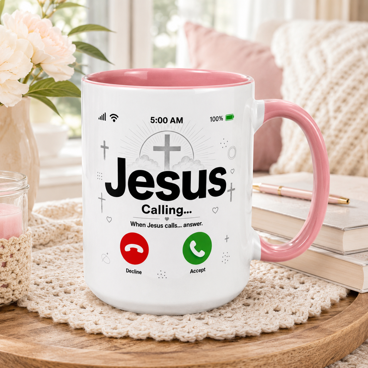 Jesus Calling Mug Christian Coffee Cup Faith Gift Pastor Bible Study Church
