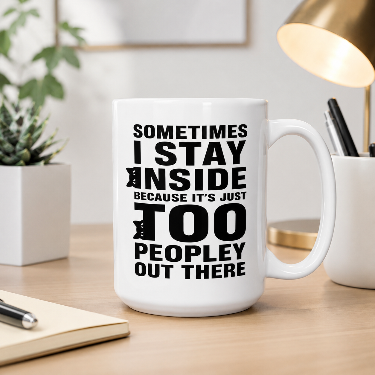 Funny Introvert Coffee Mug, Sometimes I Stay Inside Because It’s Just Too Peopley Out There