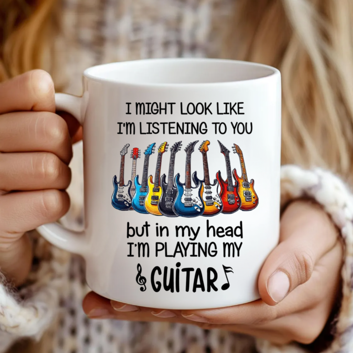 Funny Guitar Coffee Mug, Gift Cup For Guitarists