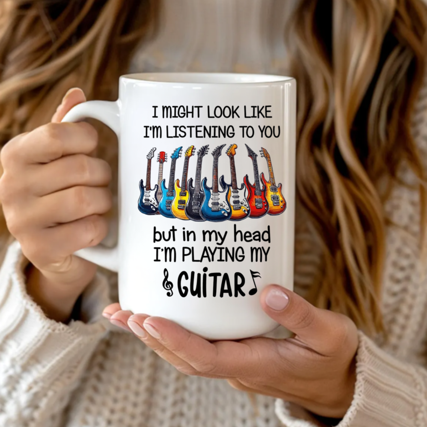 Funny Guitar Coffee Mug, Gift Cup For Guitarists