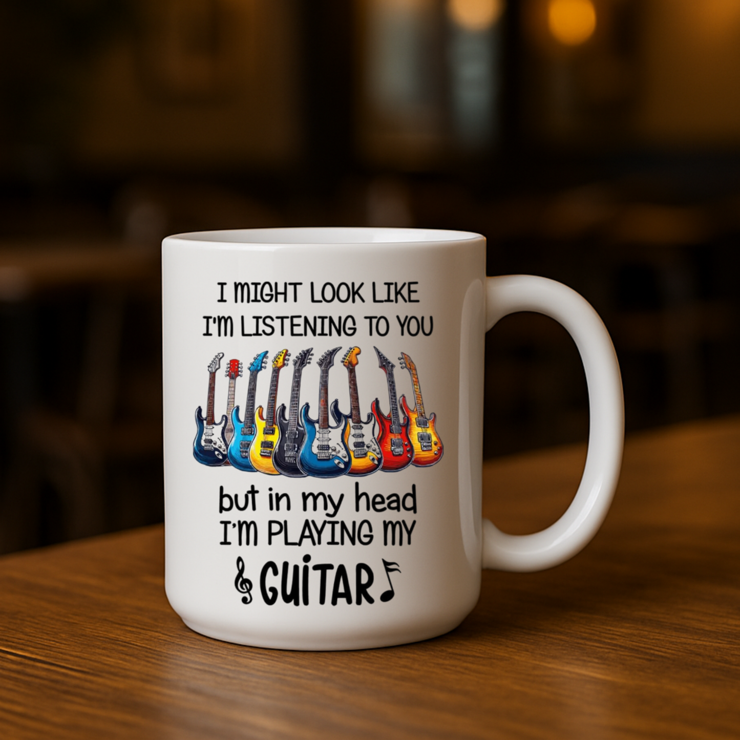 Funny Guitar Coffee Mug, Gift Cup For Guitarists