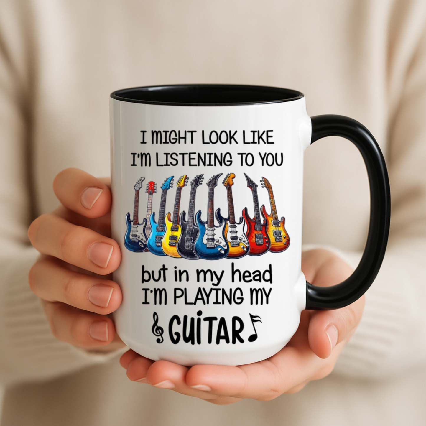 Funny Guitar Coffee Mug, I’m Playing My Guitar Cup