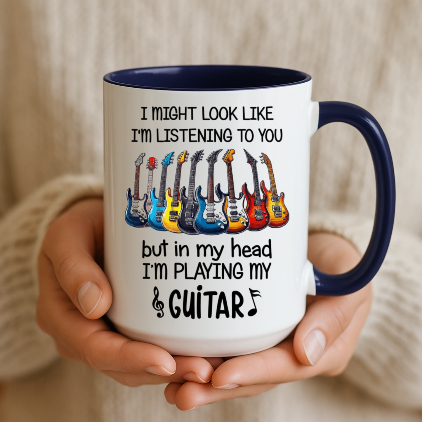 Funny Guitar Coffee Mug, I’m Playing My Guitar Cup