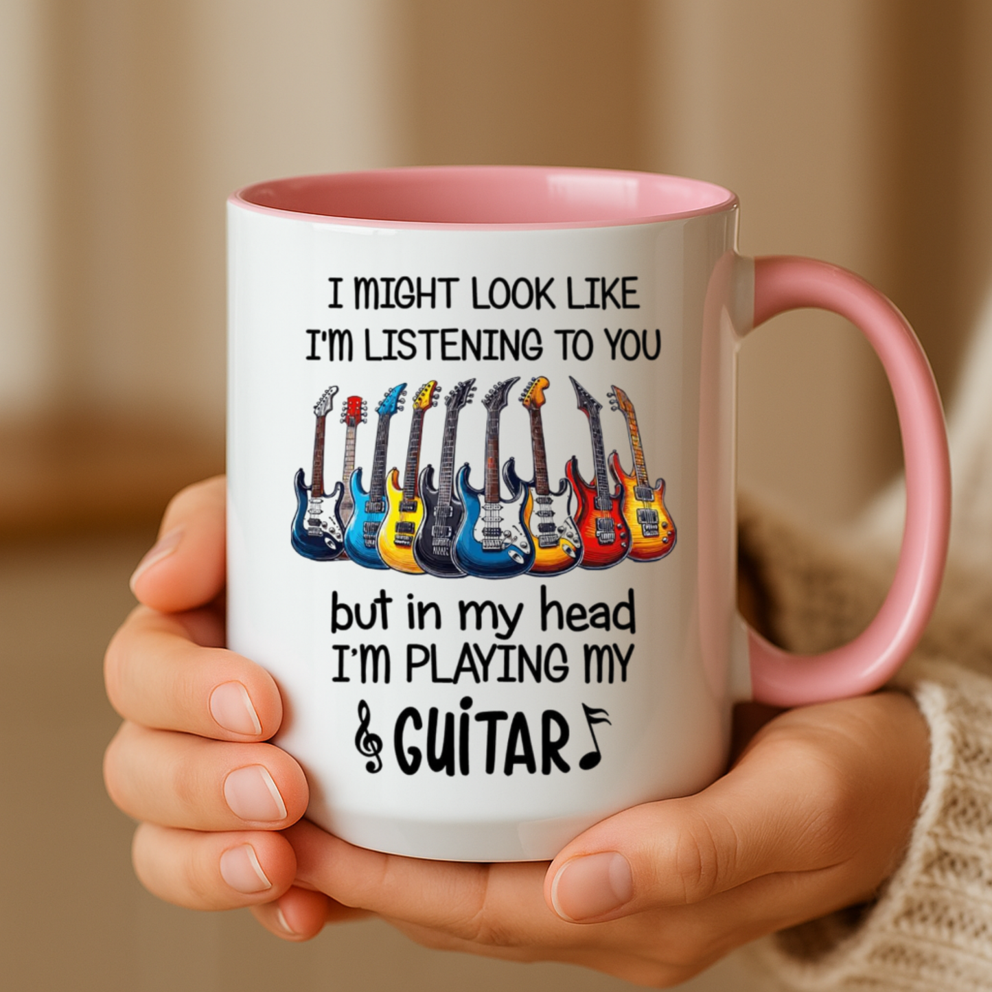 Funny Guitar Coffee Mug, I’m Playing My Guitar Cup