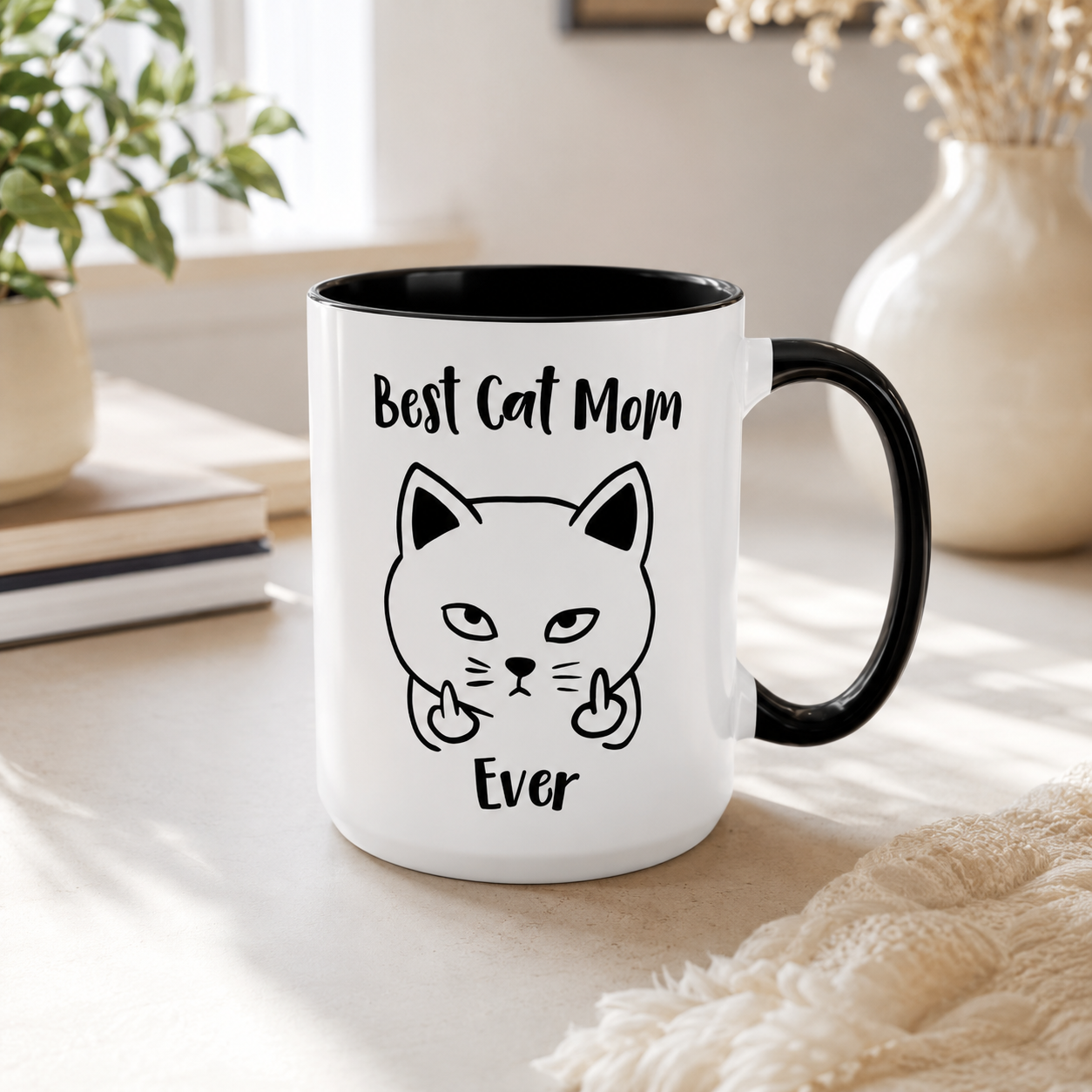 Best Cat Mom Ever Mug, Funny Cat Lover Coffee Cup