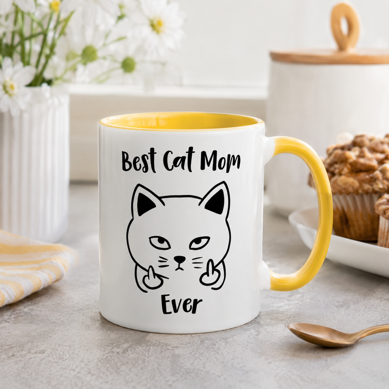 Best Cat Mom Ever Mug, Funny Cat Lover Coffee Cup