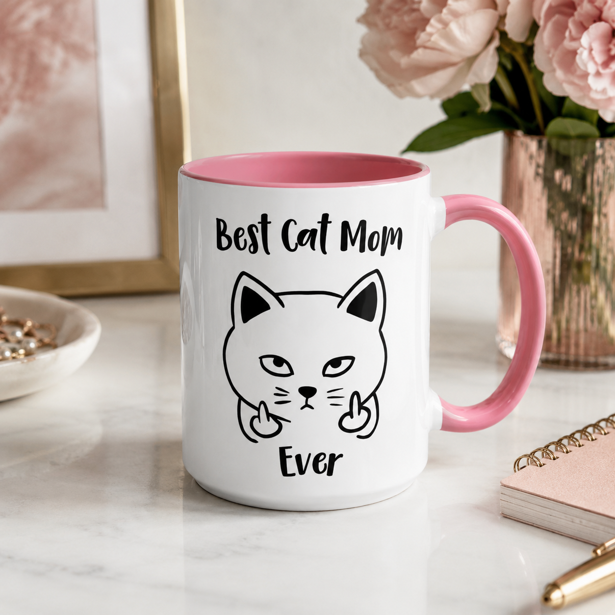 Best Cat Mom Ever Mug, Funny Cat Lover Coffee Cup