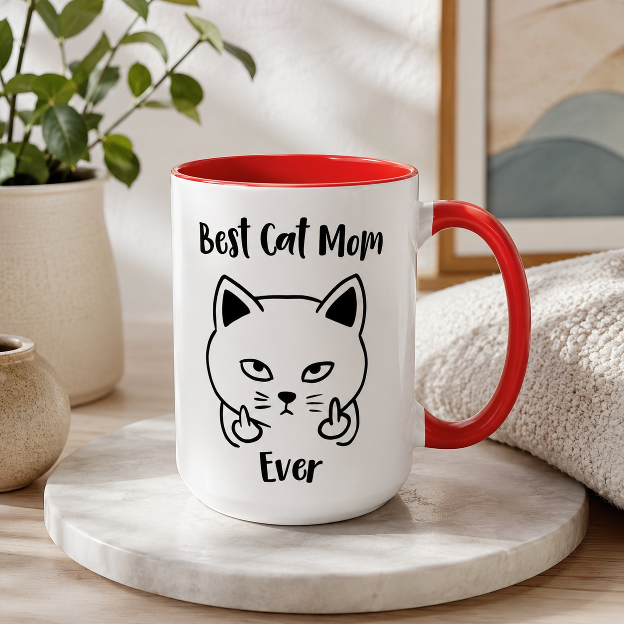 Best Cat Mom Ever Mug, Funny Cat Lover Coffee Cup