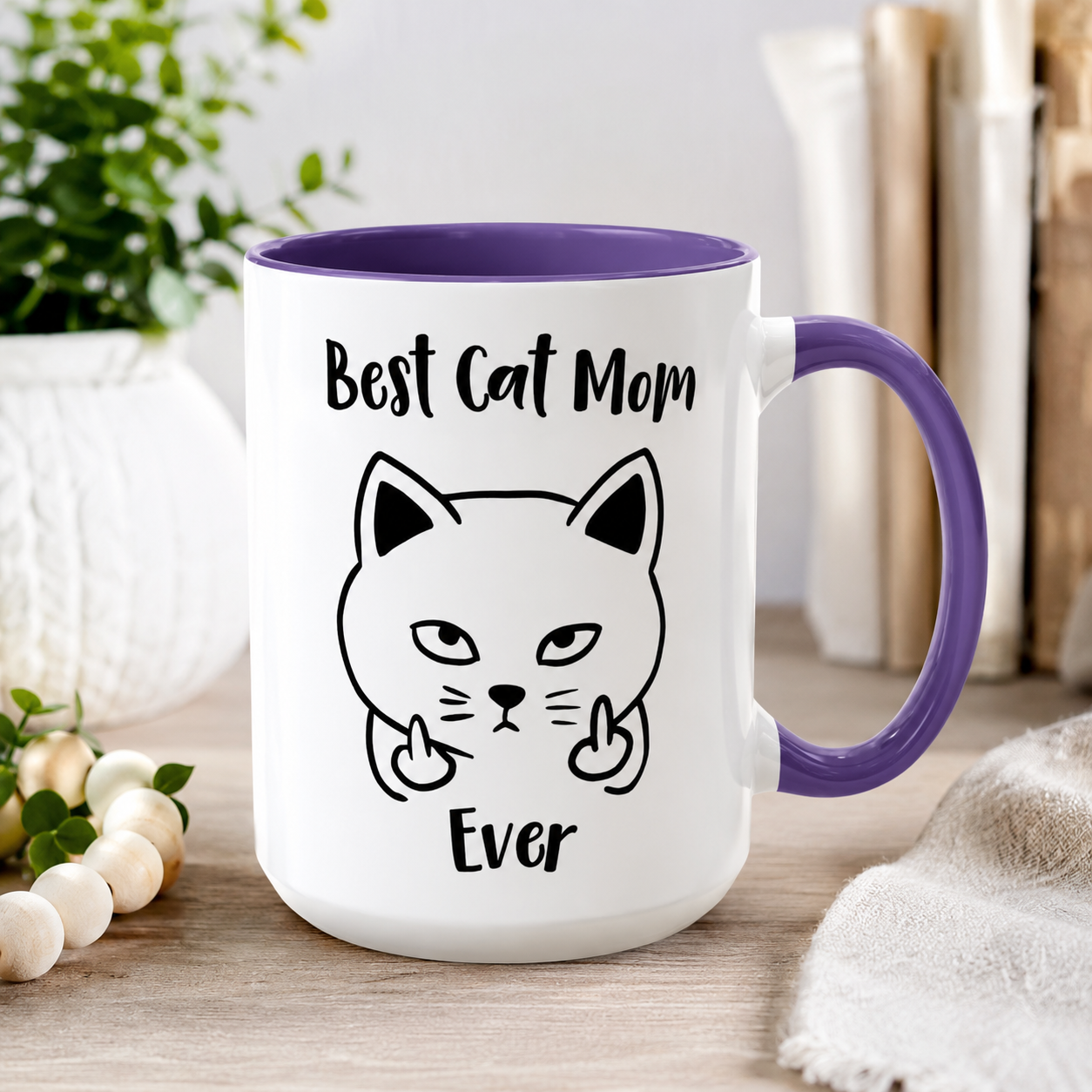 Best Cat Mom Ever Mug, Funny Cat Lover Coffee Cup