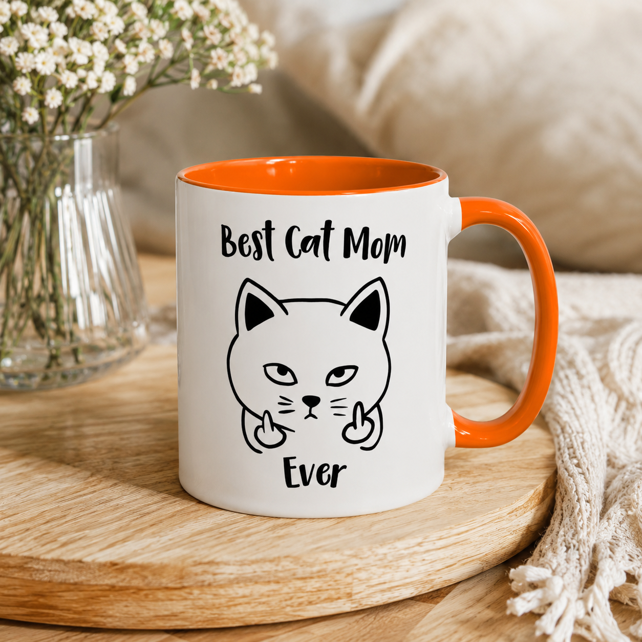 Best Cat Mom Ever Mug, Funny Cat Lover Coffee Cup