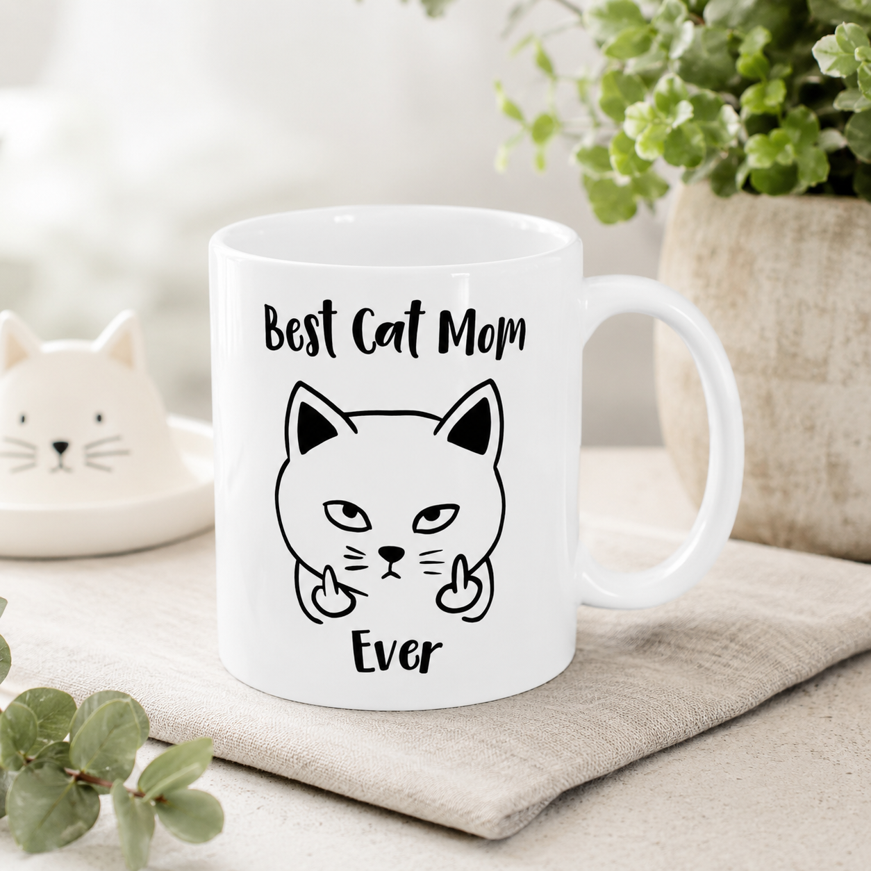 Funny Best Cat Mom Mug, Cat Lover Coffee Cup