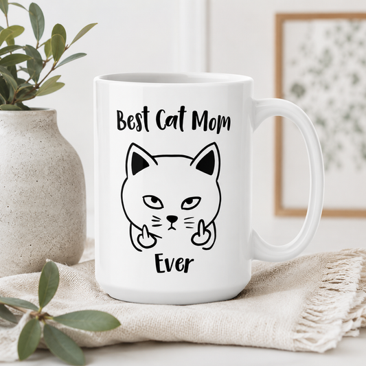 Funny Best Cat Mom Mug, Cat Lover Coffee Cup