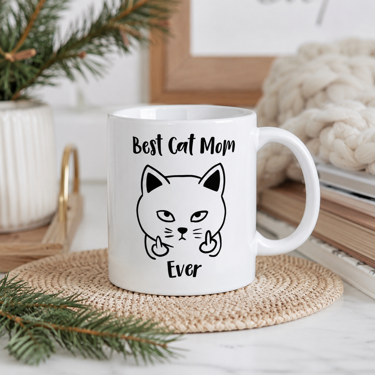 Funny Best Cat Mom Mug, Cat Lover Coffee Cup