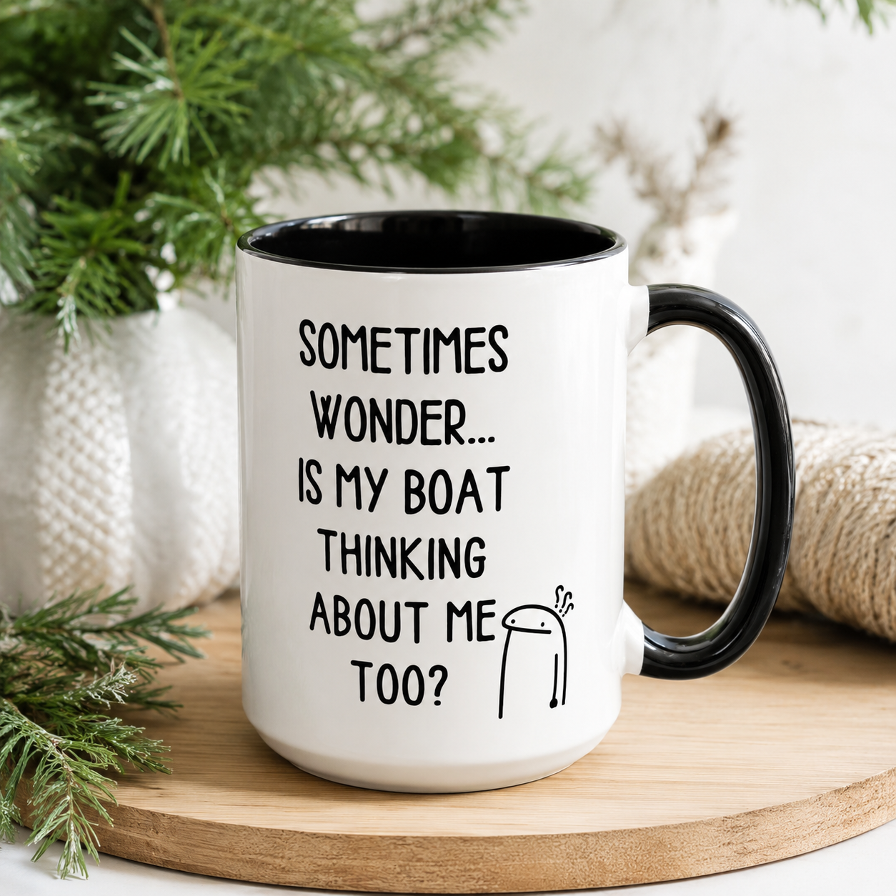 Is My Boat Thinking About Me Mug, Funny Boating Coffee Cup