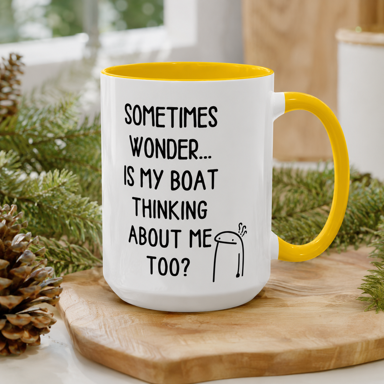 Is My Boat Thinking About Me Mug, Funny Boating Coffee Cup