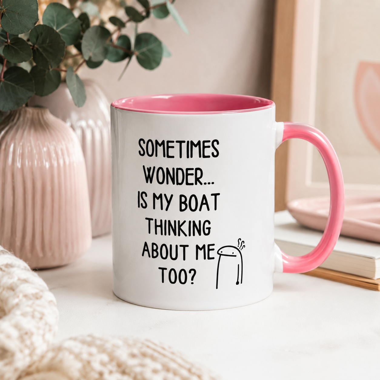 Is My Boat Thinking About Me Mug, Funny Boating Coffee Cup
