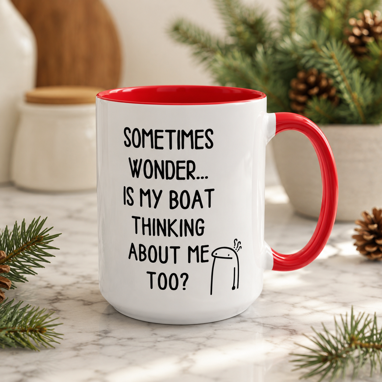 Is My Boat Thinking About Me Mug, Funny Boating Coffee Cup