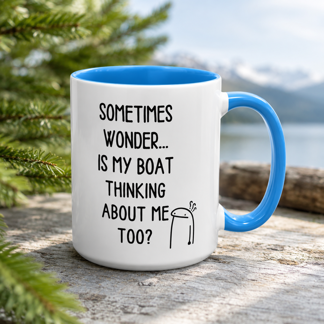 Is My Boat Thinking About Me Mug, Funny Boating Coffee Cup