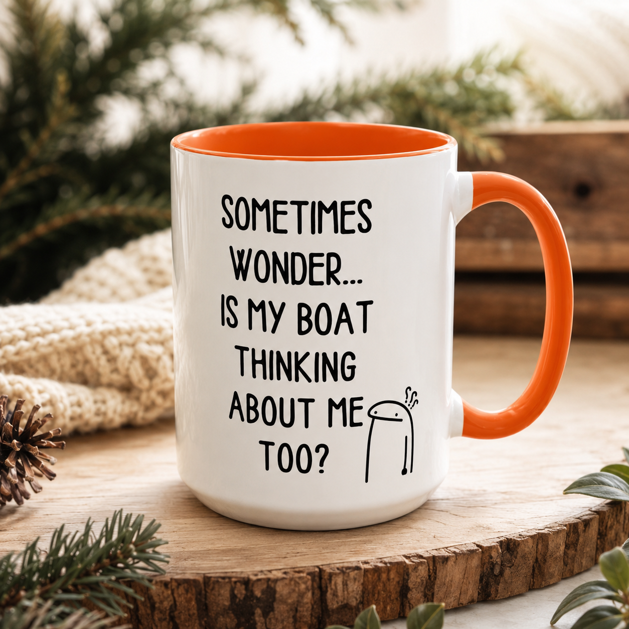 Is My Boat Thinking About Me Mug, Funny Boating Coffee Cup