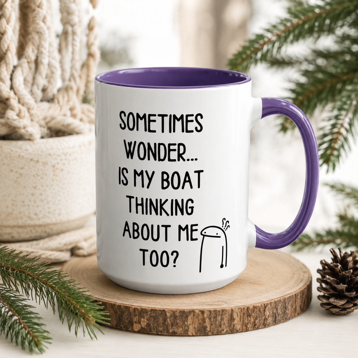 Is My Boat Thinking About Me Mug, Funny Boating Coffee Cup