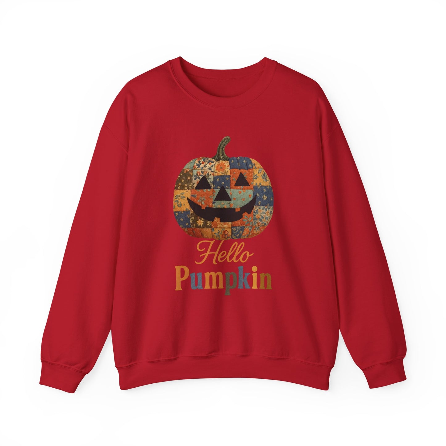 Hello Pumpkin Sweatshirt, Vintage Patchwork Halloween Pullover