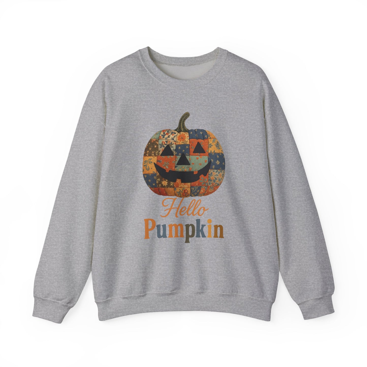 Hello Pumpkin Sweatshirt, Vintage Patchwork Halloween Pullover