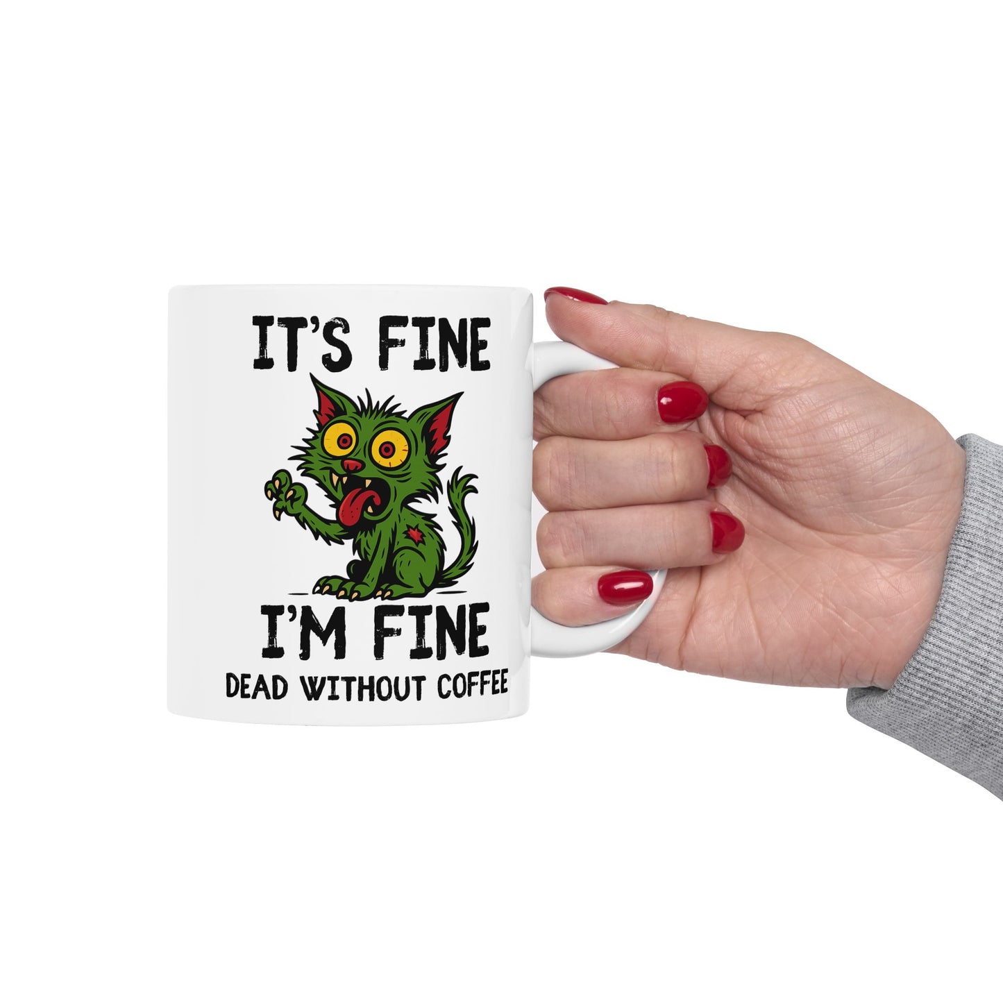 Dead Without Coffee, Zombie Cat Mug