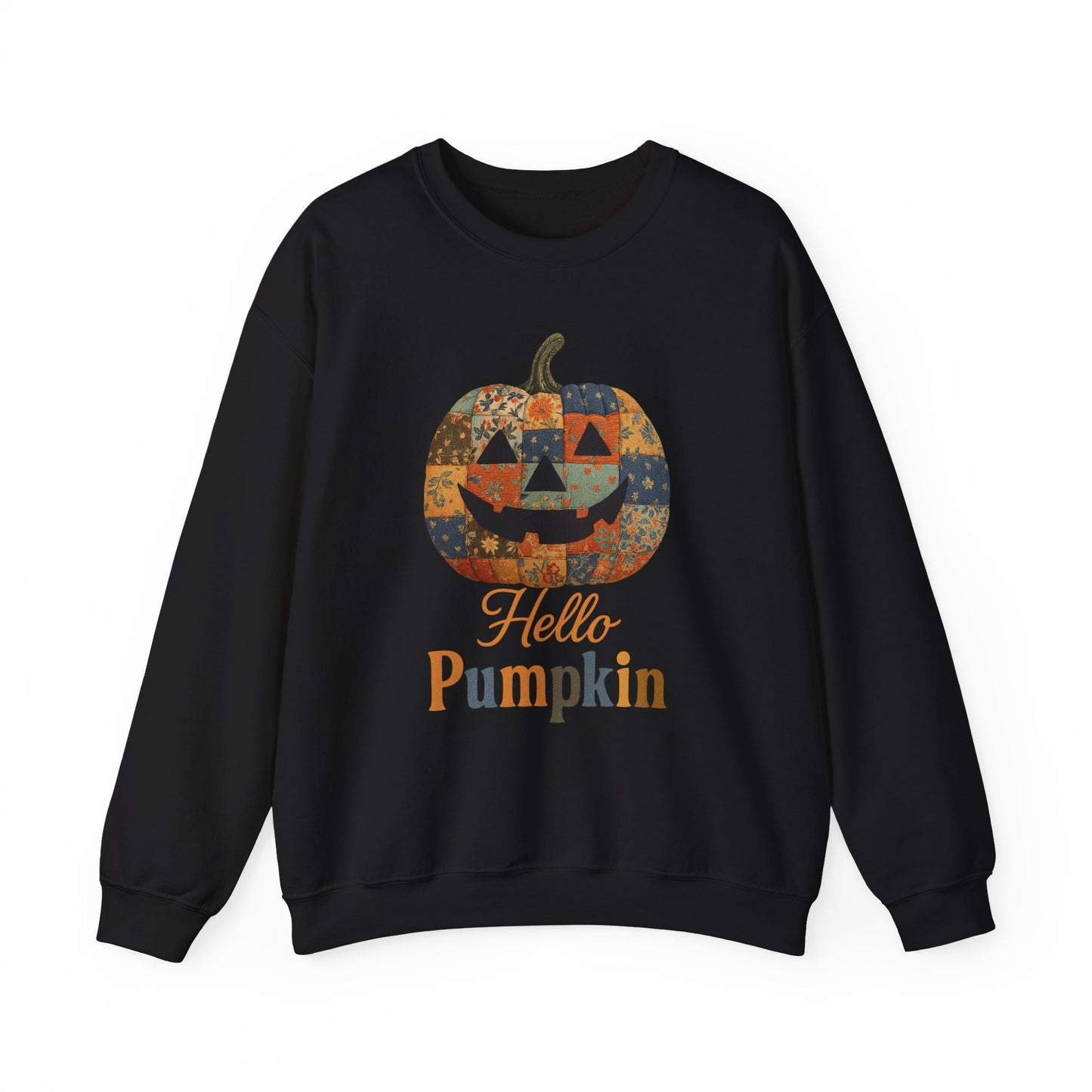 Hello Pumpkin Sweatshirt, Vintage Patchwork Halloween Pullover
