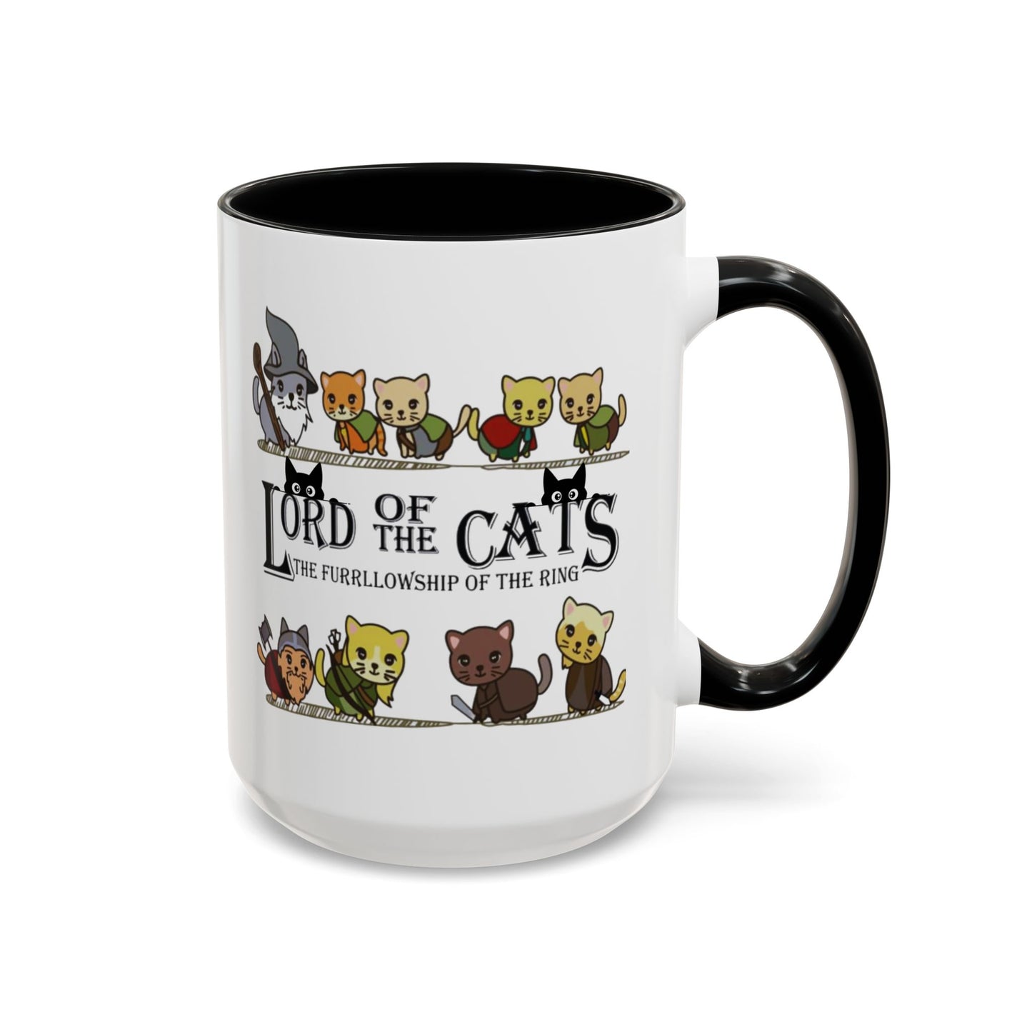 Fantasy Cat Fellowship Mug, Medieval Cats Coffee Cup