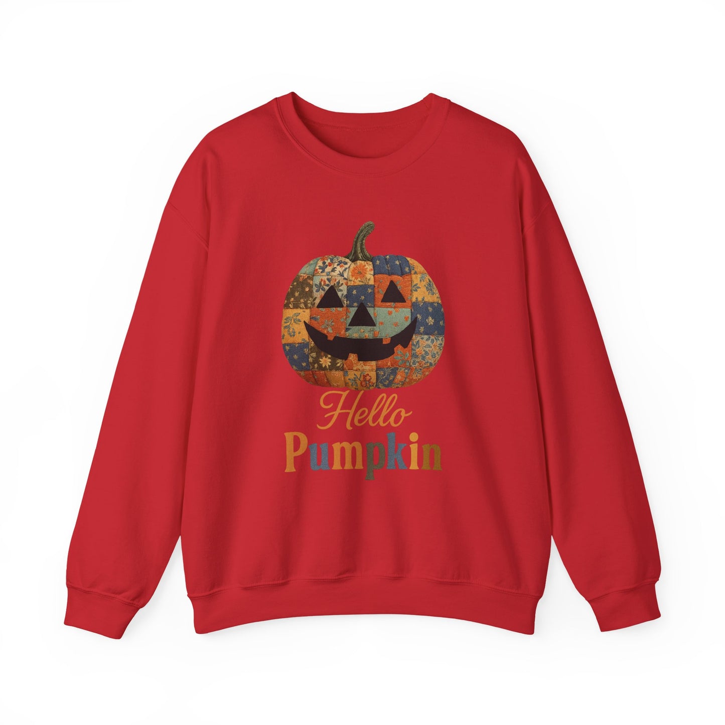 Hello Pumpkin Sweatshirt, Vintage Patchwork Halloween Pullover