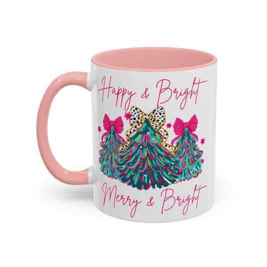 Happy and Bright Christmas Mug, Merry and Bright Coffee Cup