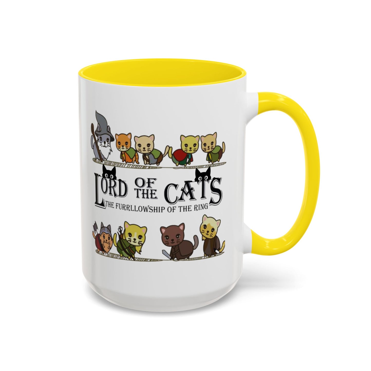 Fantasy Cat Fellowship Mug, Medieval Cats Coffee Cup