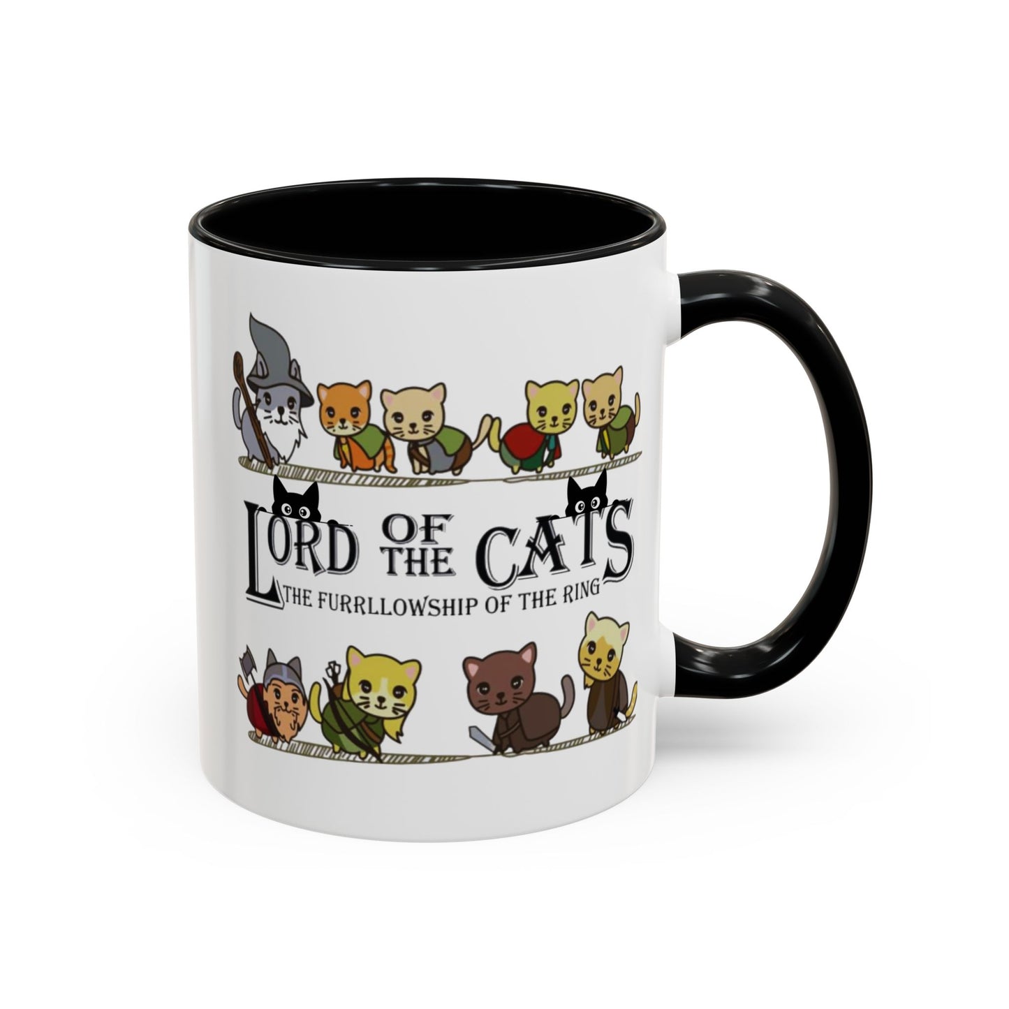 Fantasy Cat Fellowship Mug, Medieval Cats Coffee Cup