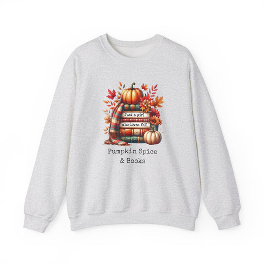 Pumpkin Spice & Books – Embroidered-Style Crewneck