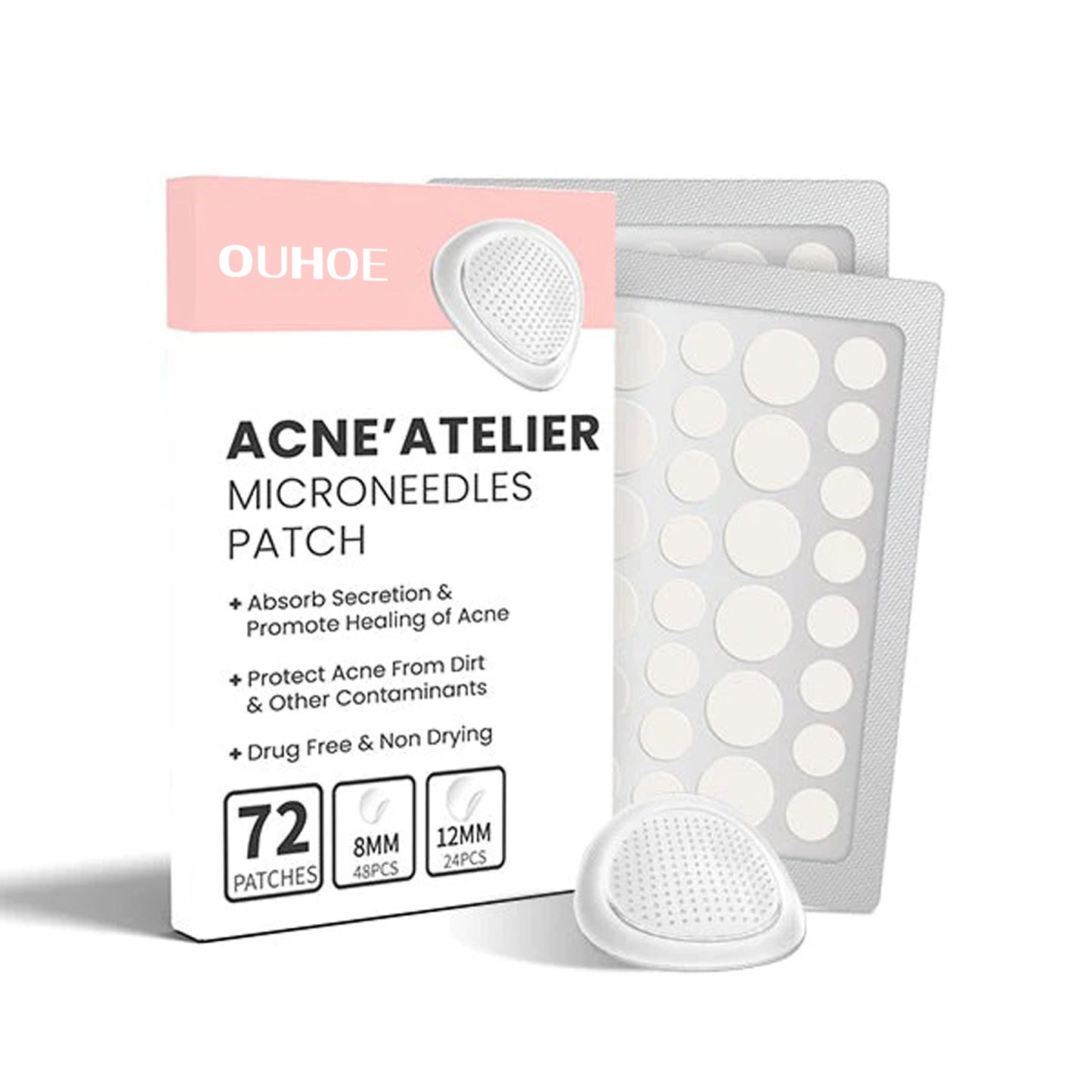 OUHOE ClearSkin – Acne Patches with Microneedles (72 pcs)